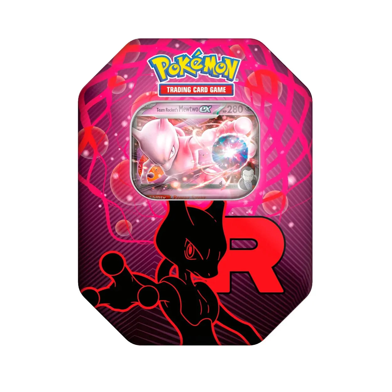 Pokémon TCG: Team Rocket’s Mewtwo ex Collector’s Tin (4 Boosters)