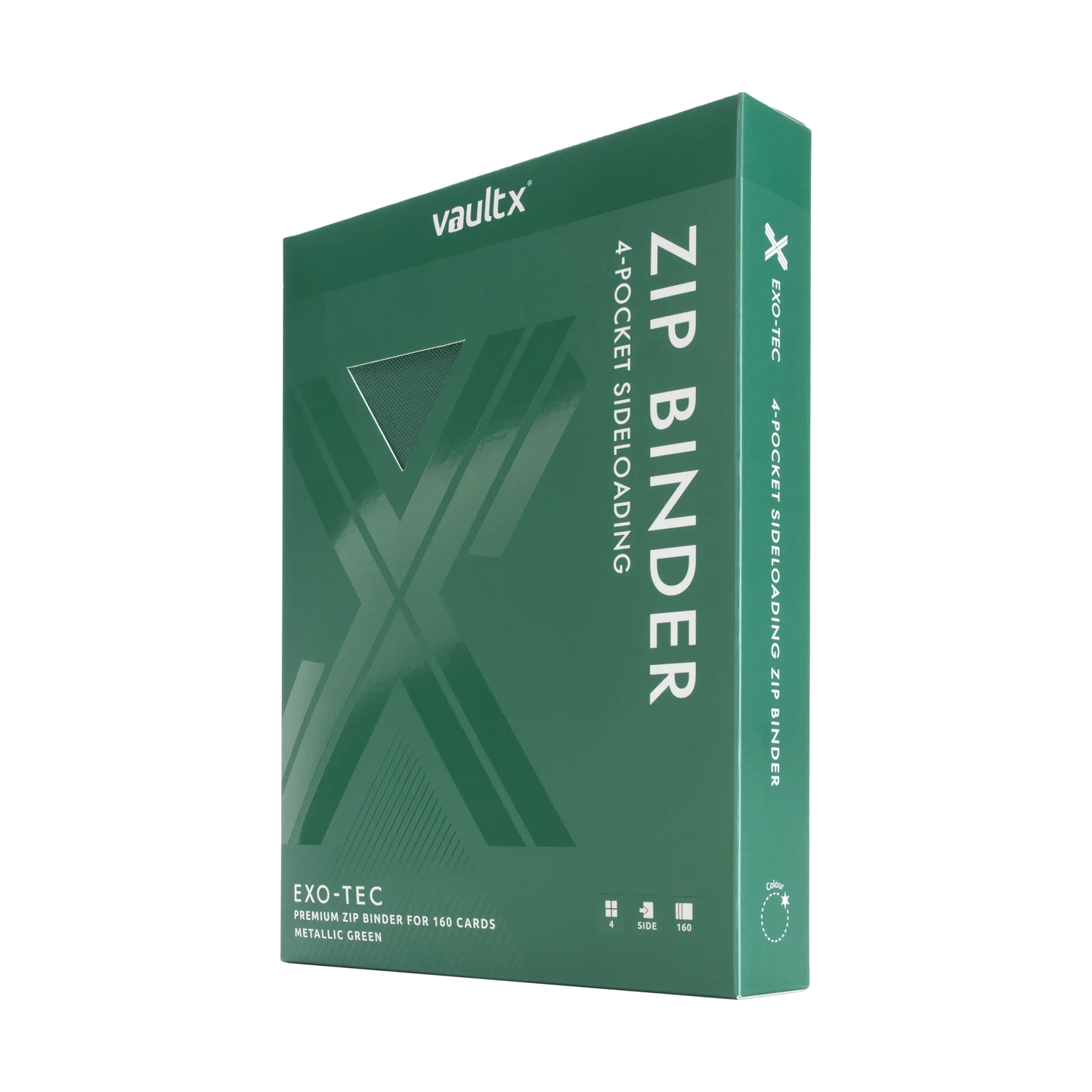 Vault X: 4-Pocket Zip Binder – Exo-Tec® Metallic Groen