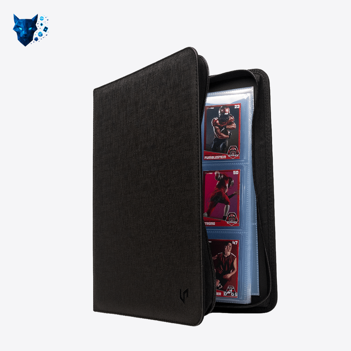 Ultra PRO: 9-Pocket Toploader Premium PRO-Binder – Zwart – binnenzijde; kaarten en toploaders ter illustratie
