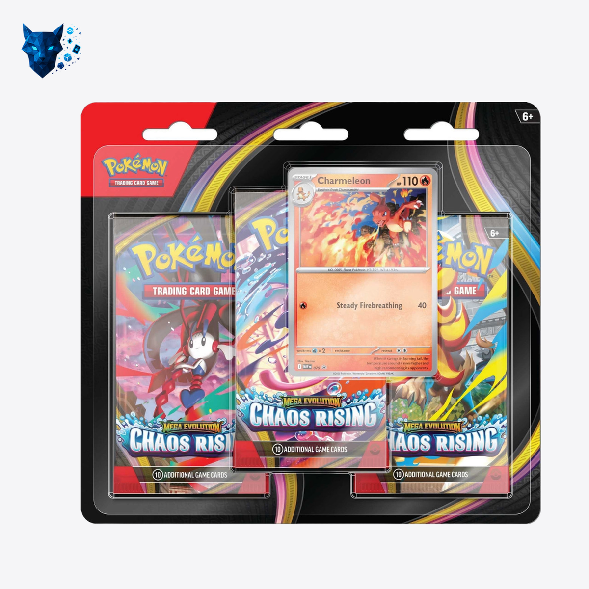 Pokémon TCG: Mega Evolution – Chaos Rising (ME04) – 3-Pack Blister Charmeleon – EN